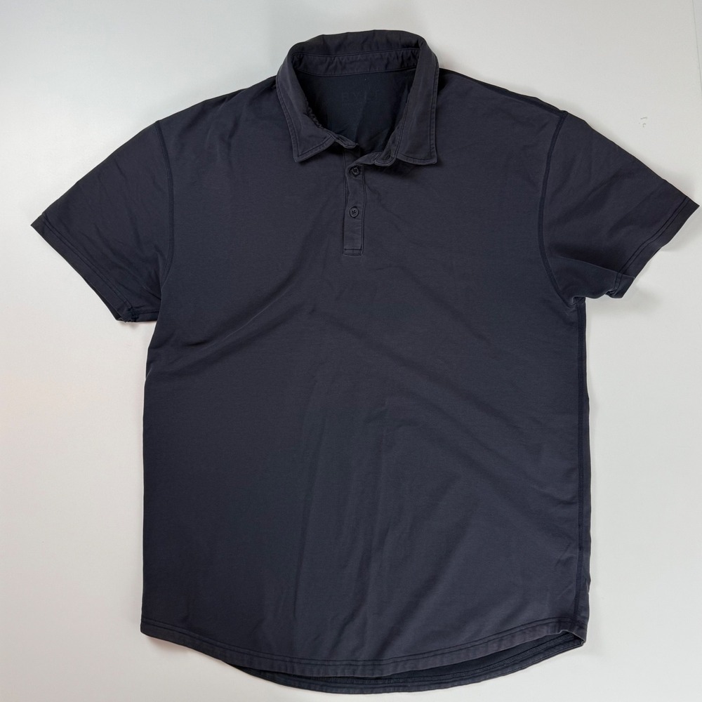 BYLT Basics Mens Short Sleeve Polo Shirt Dark Charcoal Grey Performance XL